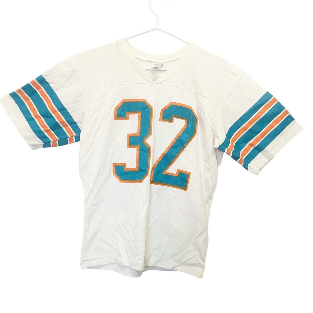 Miami Dolphins Rawlings NFL Football Jersey Men's M 38–40 White #32‎ Vintage